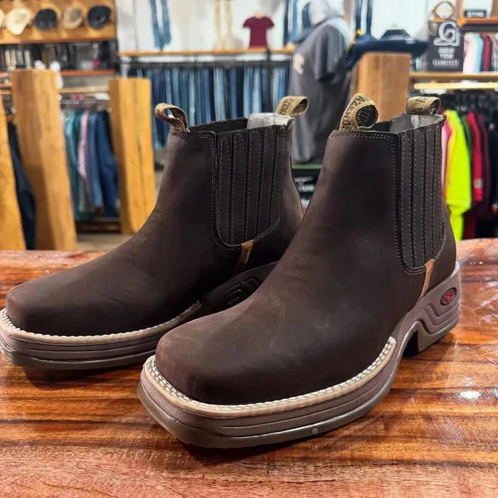 Kit Bota Ortopédica Fazenda com Cano Curto em 100% Couro Bovino + BRINDES: Cinto, Boné, Carteira e Relógio