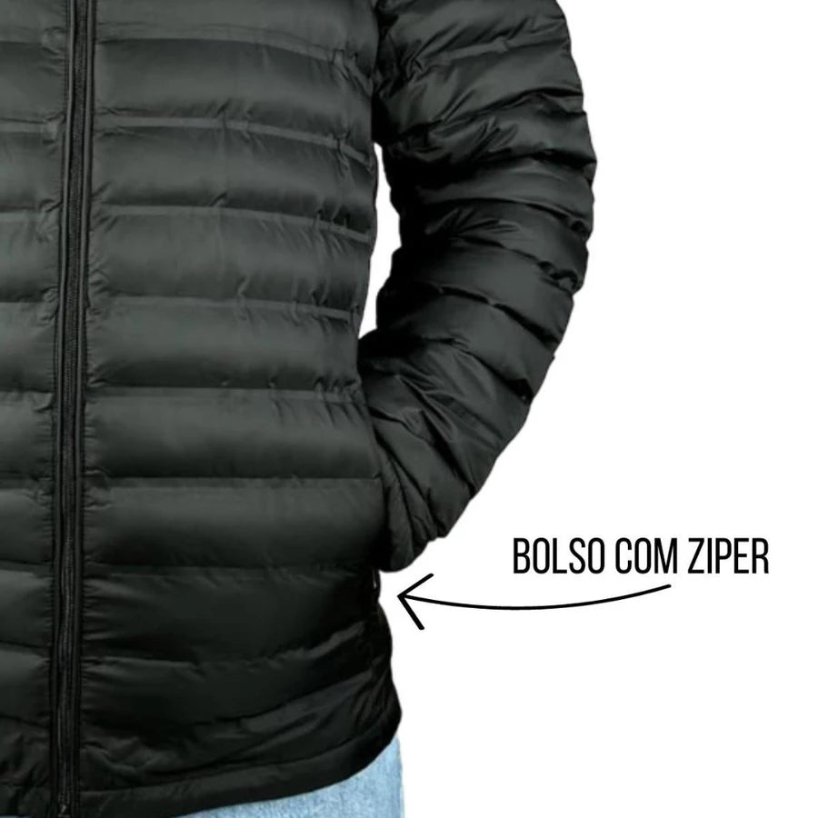 Jaqueta Puffer Corta Vento Masculina e Unissex com Capuz Removível – Ideal para o Frio