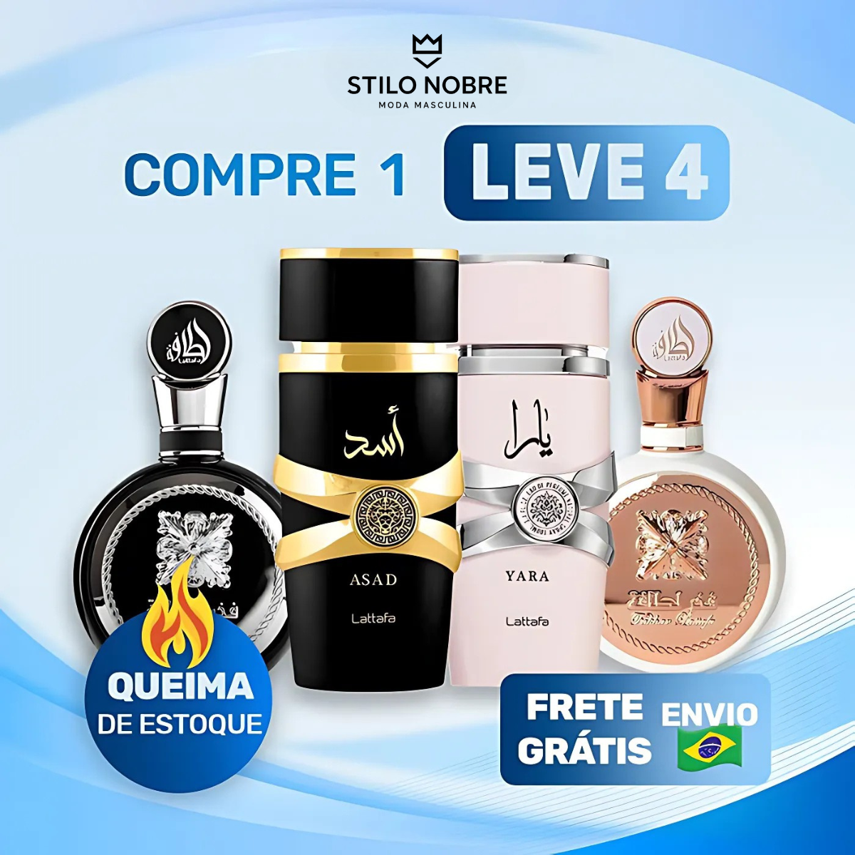 Árabe Casal - (100ml) - ASAD LATAFFA | FAKHAR LATAFFA BLACK | FAKHAR LATAFFA WHITE | YARA ROLSA - LATAFFA (3 Anos Stilo Nobre)