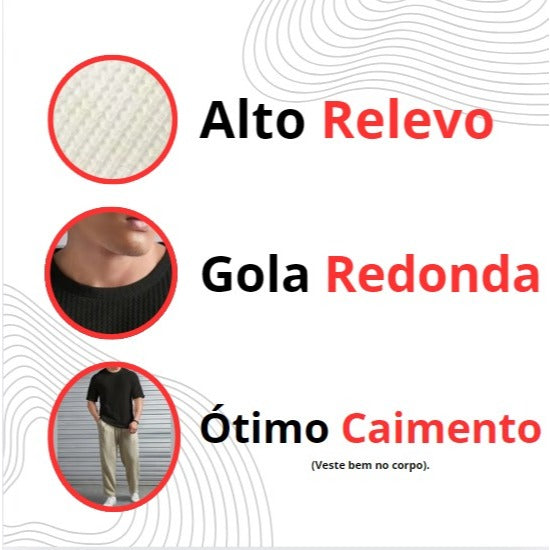 Kit 2 Camisas Oversized Texturizadas Quadradinhos – Modelagem Reta & Conforto Premium